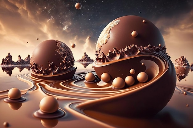 chocolade zwevend in het universum,