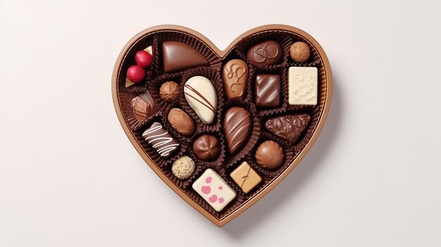 Chocoladebox geïsoleerd op witte achtergrond voor Valentijnsdag Generatieve ai