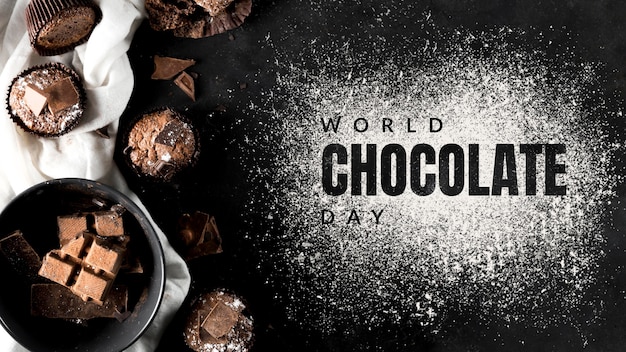 Foto chocoladecomposities voor de wereld chocoladedag