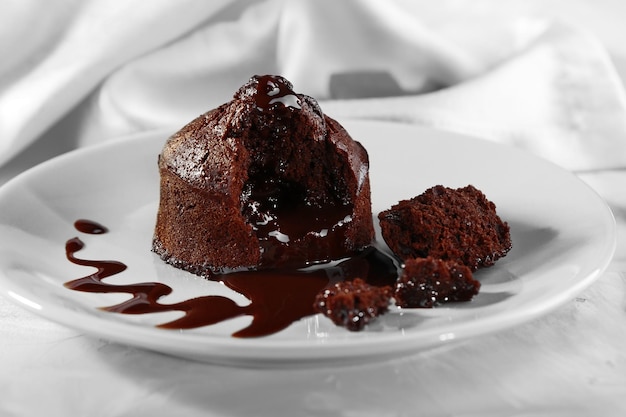 Chocoladefondantje op de plaat