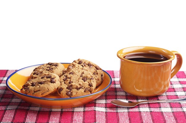 Chocoladekoekjes en kopje koffie