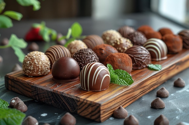 Chocoladekoekjes op een houten plank