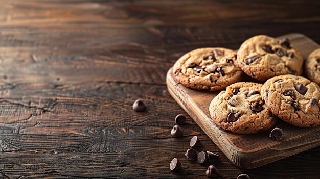 Foto chocoladekoekjes op een houten snijplank