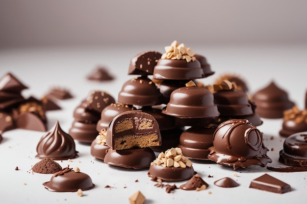 Chocoladekoekjes op een witte achtergrond