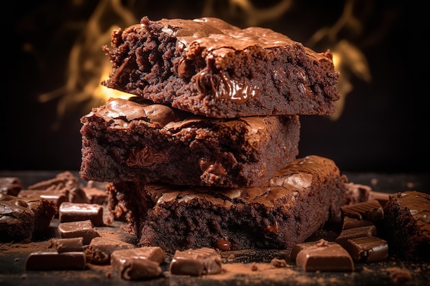 Chocoladeliefhebbers dromen van drievoudige chocoladebrownies