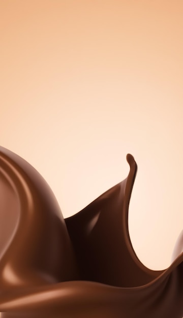 Chocolademelkplons op beige vloeibare gesmolten chocoladetextuur als achtergrond Generatieve Ai