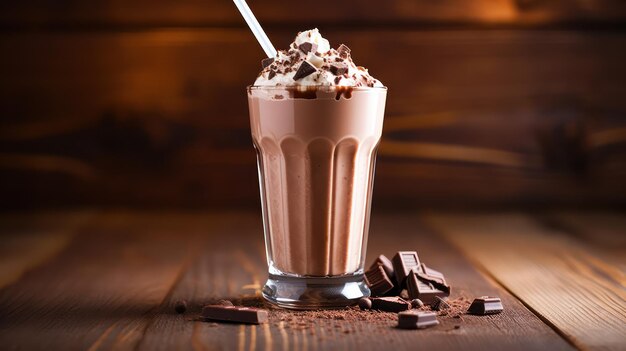 Chocolademilkshake in een glas