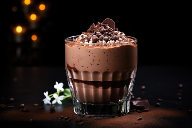 Foto chocolademousse in glas