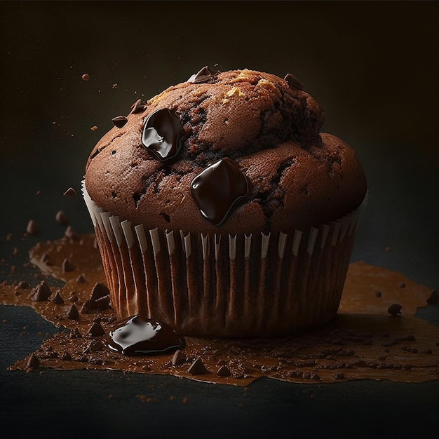 Chocolademuffins met chocolade Generatieve AI