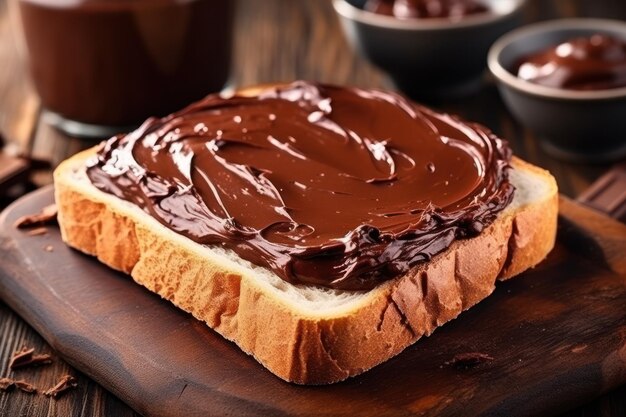 Chocoladepasta op tafel heerlijke ontbijttoast