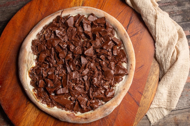 Chocoladepizza Braziliaanse zoete pizza