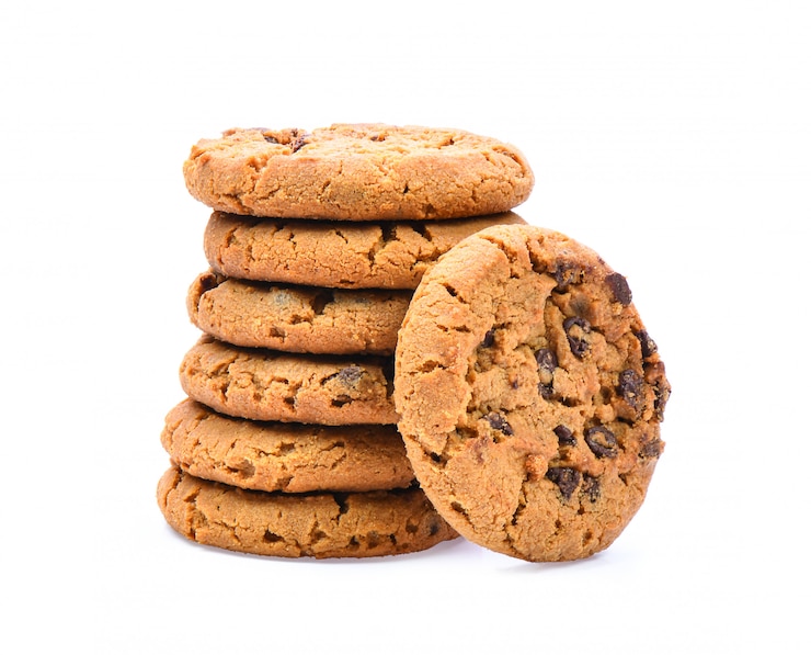 Foto chocoladeschilferskoekjes op witte oppervlakte