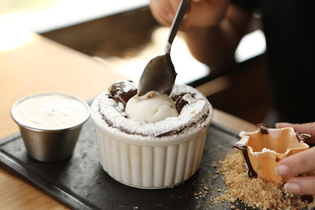 Chocoladesoufflé met ijs