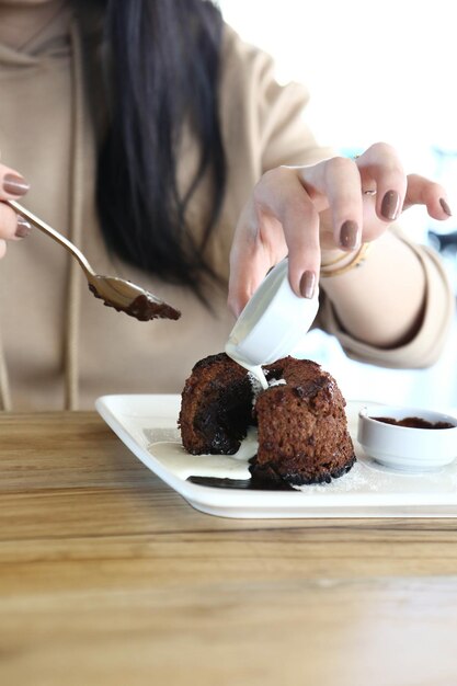 Chocoladesoufflé met ijs