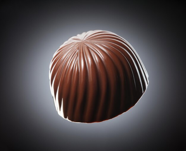 Chocoladesuikergoed dat op grijze achtergrond met kleurovergang wordt geïsoleerd