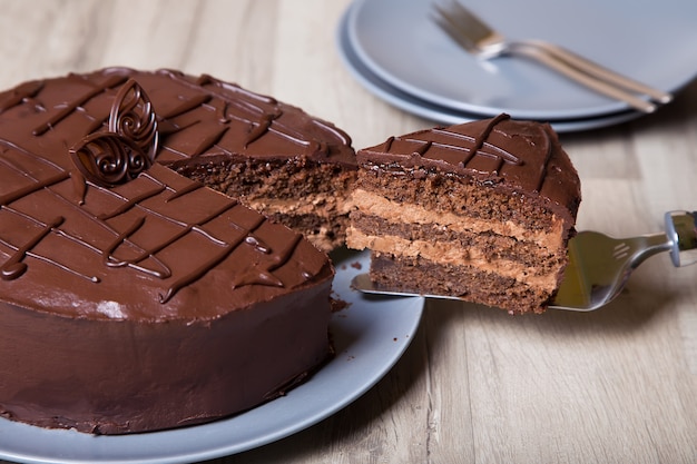 Chocoladetaart Praag. Zelfgemaakt bakken.