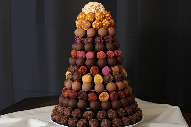 Chocoladetruffeltoren met diverse smaken en kleuren