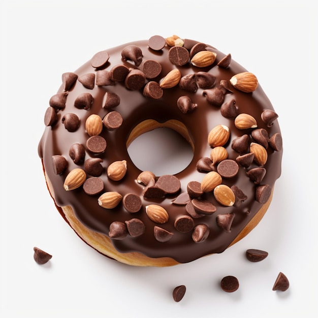 Photo chocolate almonds donut cutout