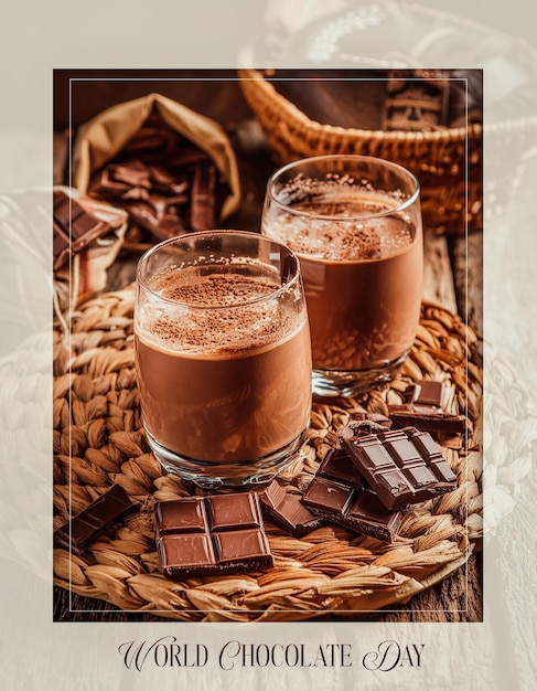 Photo chocolate background card poster a4 printable world chocolate day