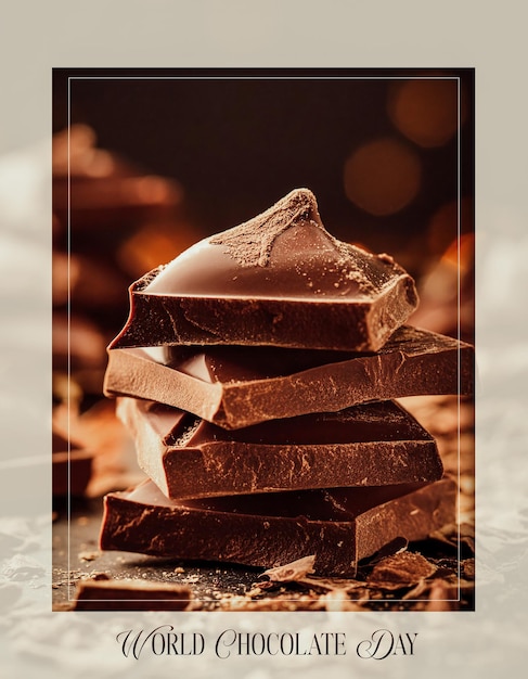 Photo chocolate background card poster a4 printable world chocolate day