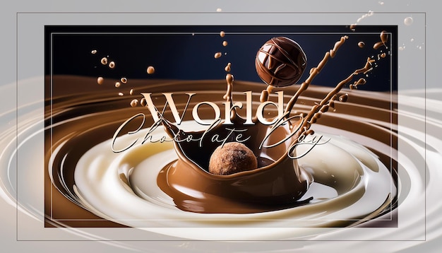 Фото Фоновый плакат с шоколадной карточкой для печати всемирный день шоколада