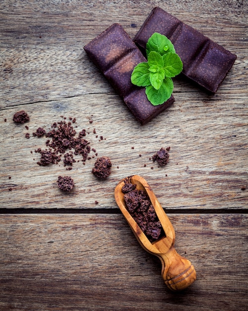 Chocolate background and dessert menu.