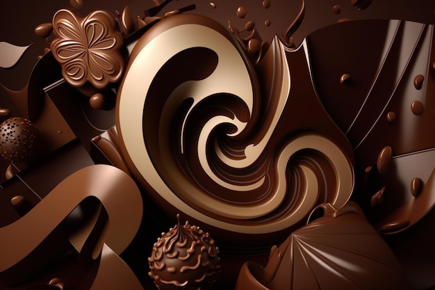 A chocolate background with a chocolate design