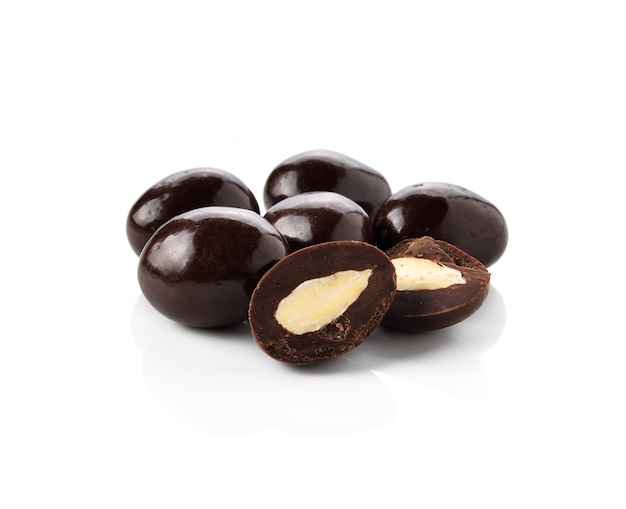 Chocolate balls isolated on a white background