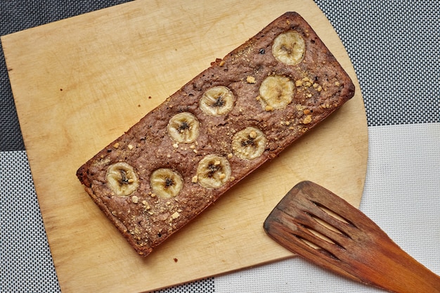 Chocolate banana cake with a view from the top