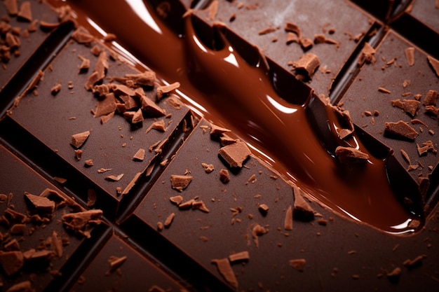 Chocolate Bar CloseUp Onweerstaanbare details van de textuur en smaak van een chocoladereep tegen een heerlijk verleidelijke achtergrond