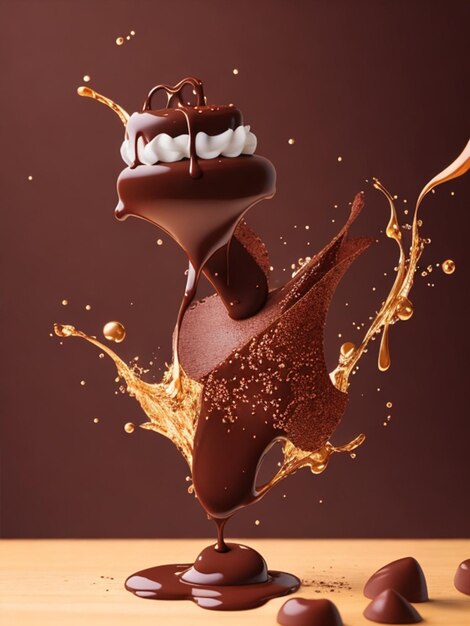 Шоколадный батончик, парящий в воздухе ко Всемирному дню шоколада