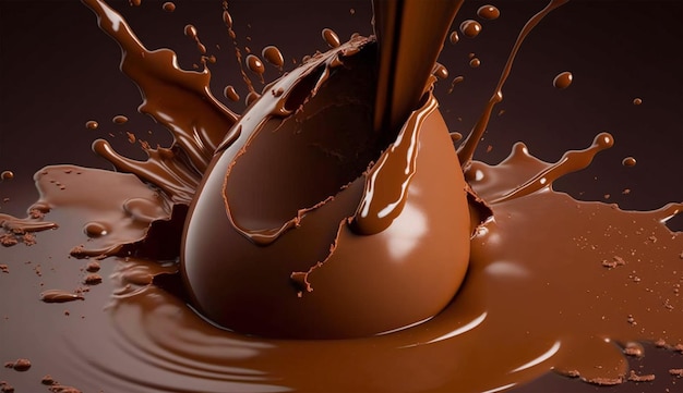 A chocolate bar is poured into a bowl.