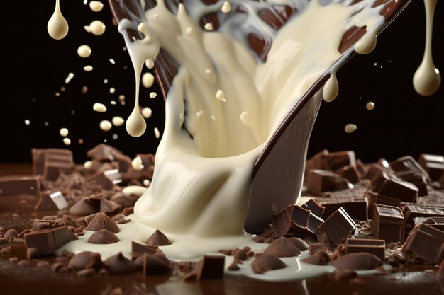 A chocolate bar is poured into a chocolate bowl.