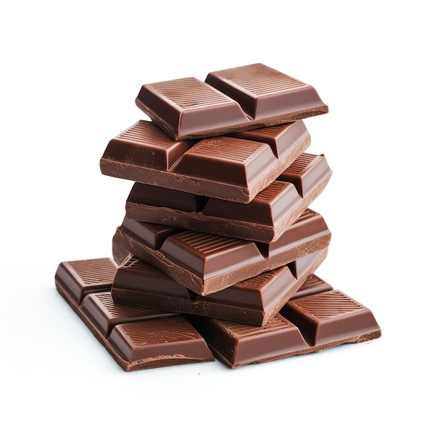 Foto barretta di cioccolato su sfondo bianco isolato
