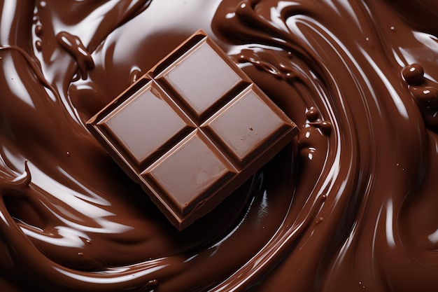 Photo a chocolate bar in a liquid