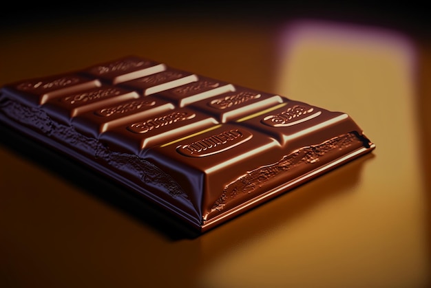 Chocolate bar on the table with the lights