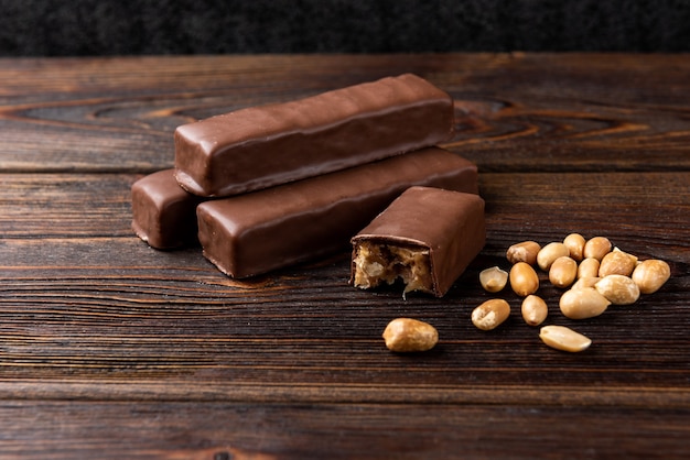 Chocolate bar with caramel and peanut