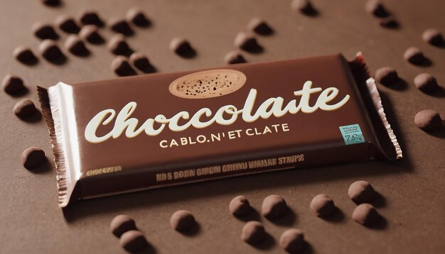 a chocolate bar with chocolate chips on it