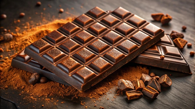 a chocolate bar with chocolate and chocolate on it