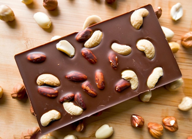 Photo chocolate bar with nuts