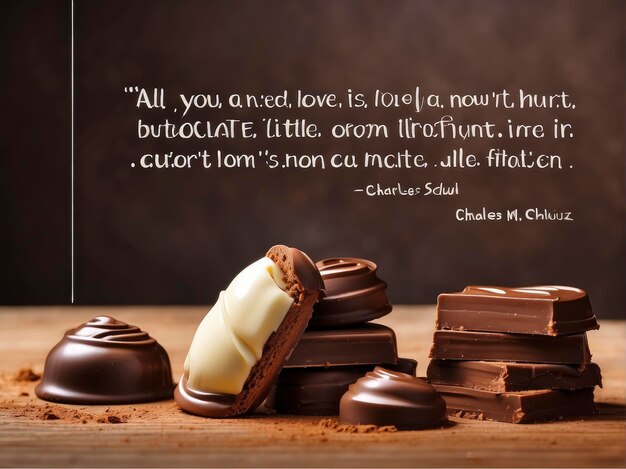 Photo a chocolate bar with a quote on it that says all you need is love is love