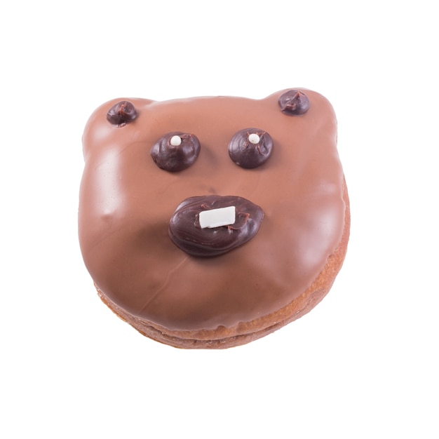 Photo chocolate bear donut isolated