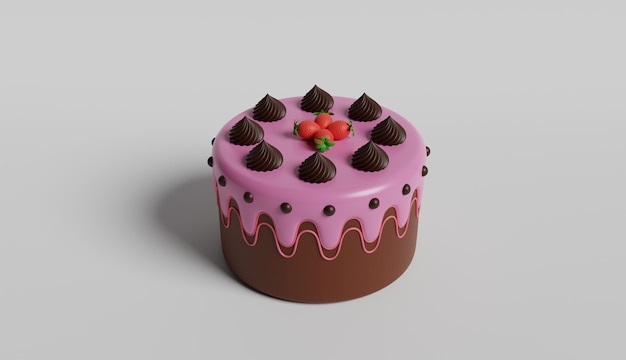 chocolate birthday cake illustration 3d design