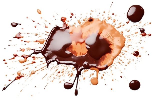 Chocolate blots on white background Generative AI