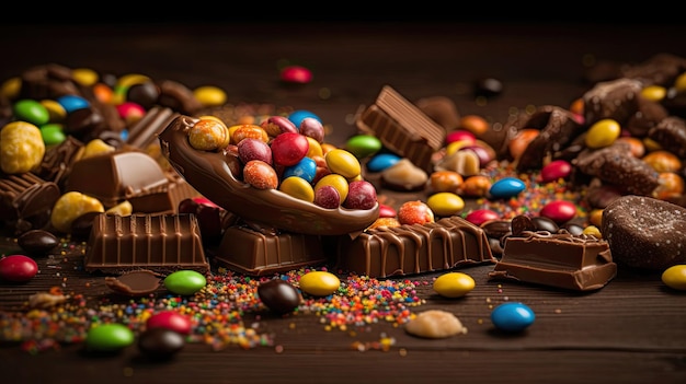 A chocolate bowl full of chocolates and chocolates