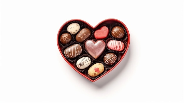 Chocolate box isolated on white background for valentines day Generative ai