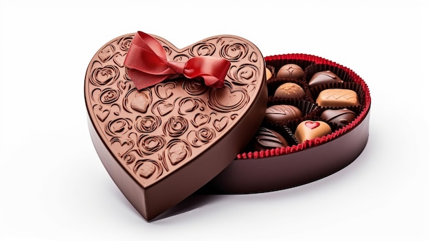 chocolate box valentine days isolated on white background AI Generative