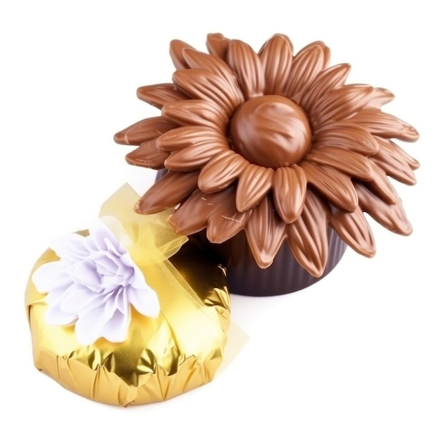 Photo a chocolate box with a flower on the top