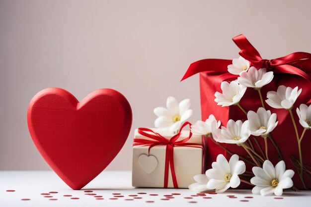 Chocolate boxes and flowers with a gift box