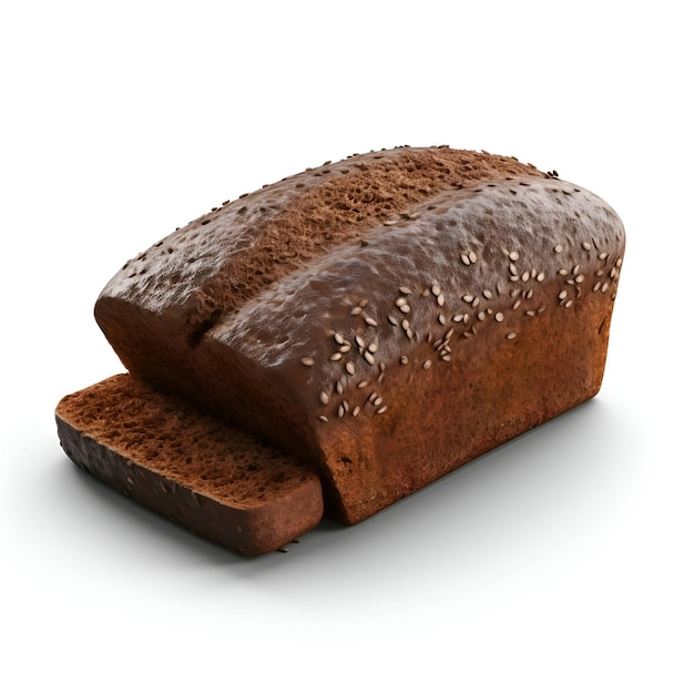 Chocolate bread isolated on white background 3d render image